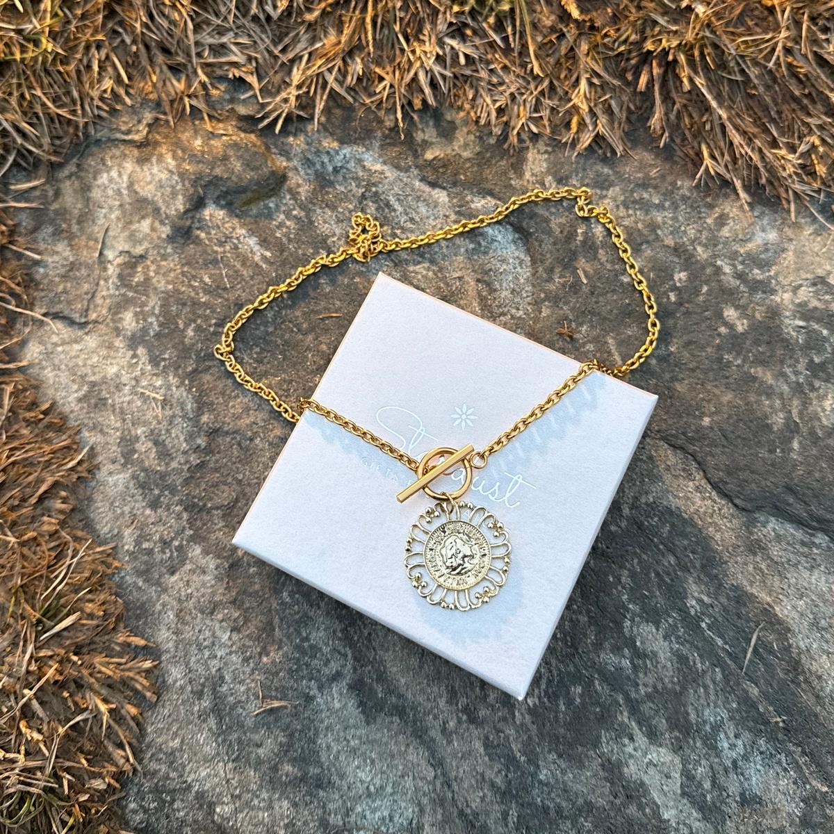 Goddess Antique Gold Coin Necklace | 18K Gold Plated