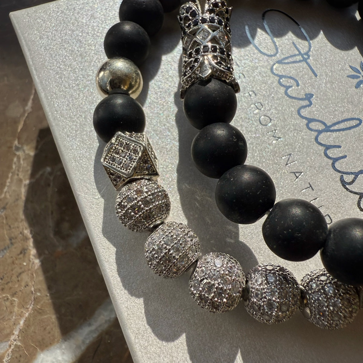 STAND OUT | Men’s Black Onyx & Silver Zircon Bracelet
