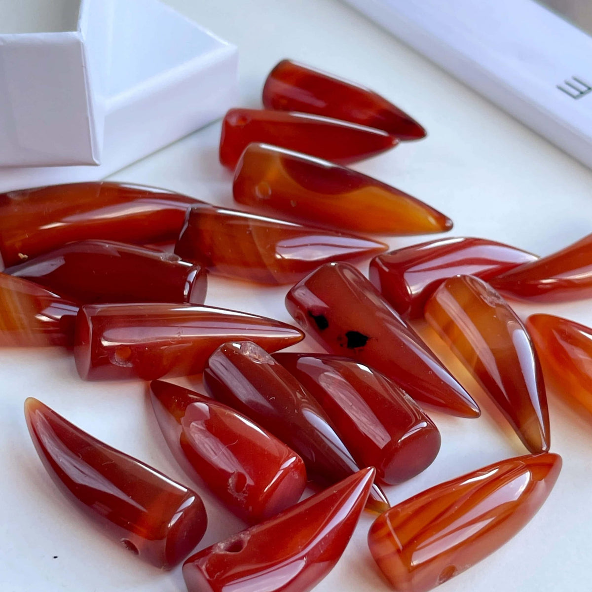 Natural Carnelian Horn Necklace | Orange Gemstone Pendant, Gold Chain