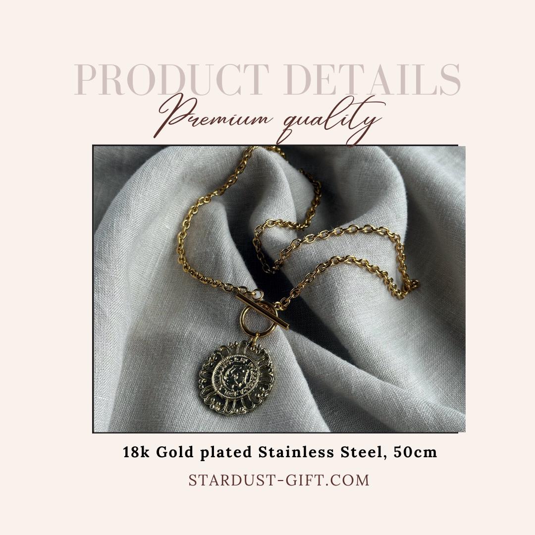 Goddess Antique Gold Coin Necklace | 18K Gold Plated