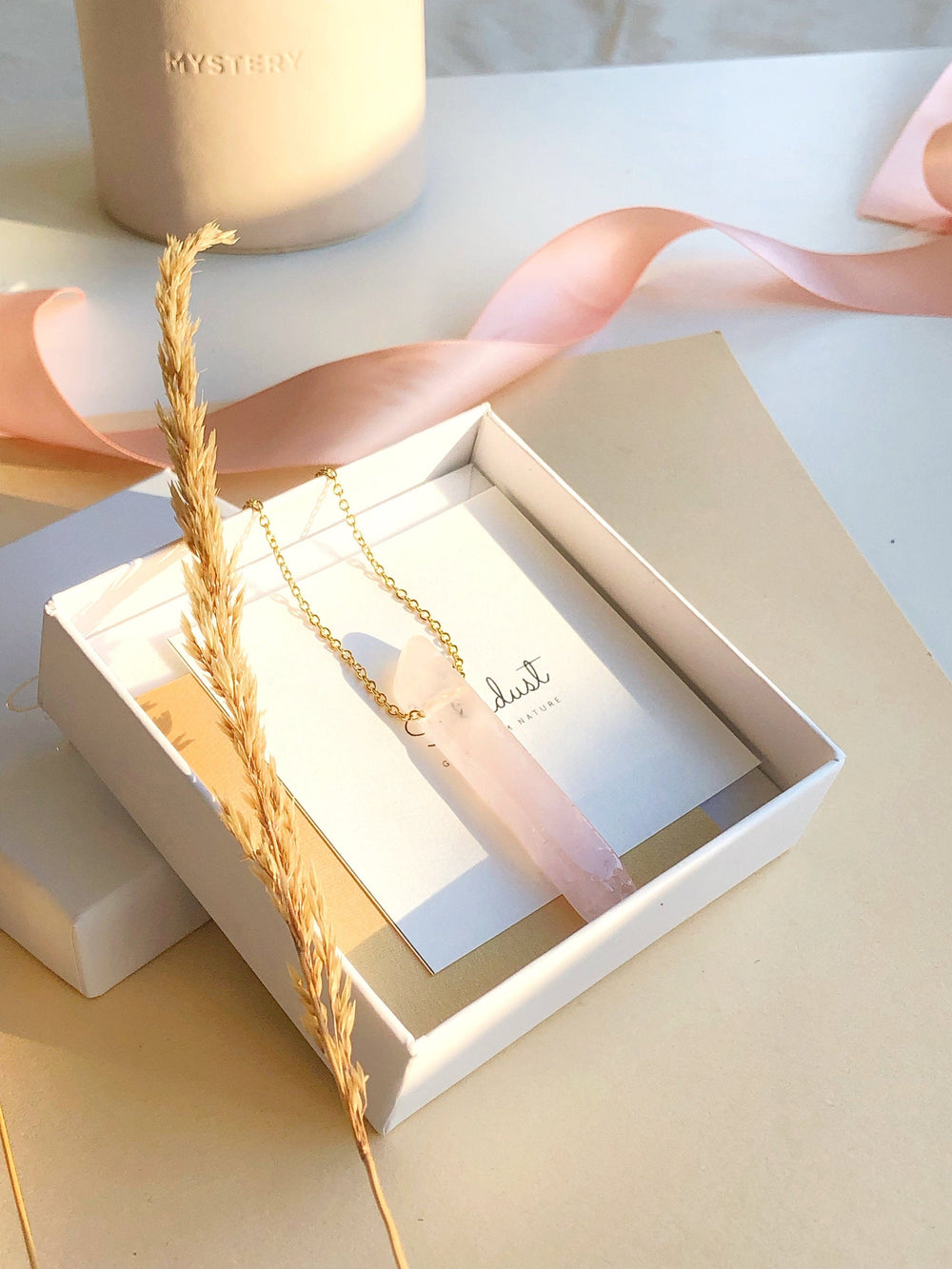Rose Quartz Bar Pendant