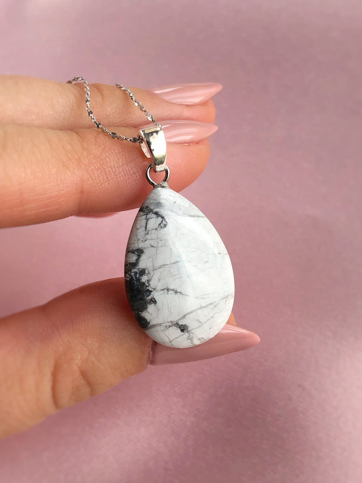 White Howlite drop Pendant