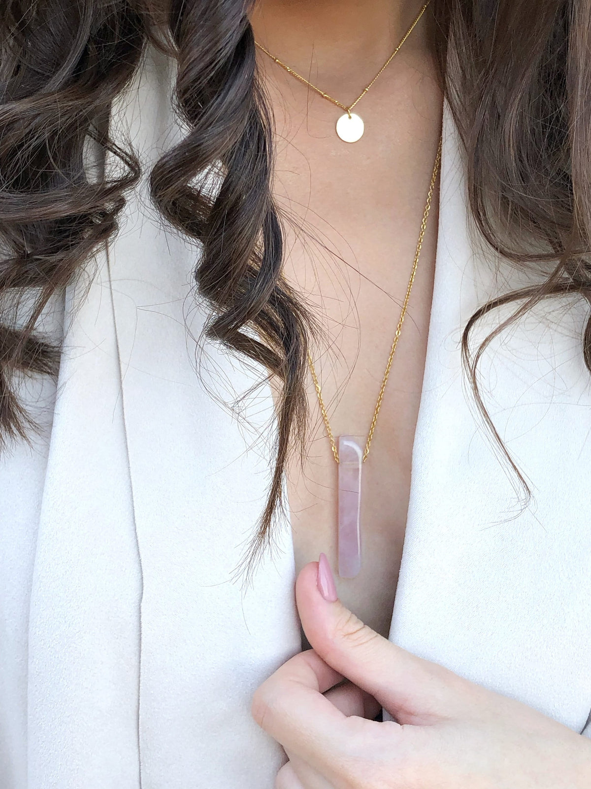 Rose Quartz Bar Pendant