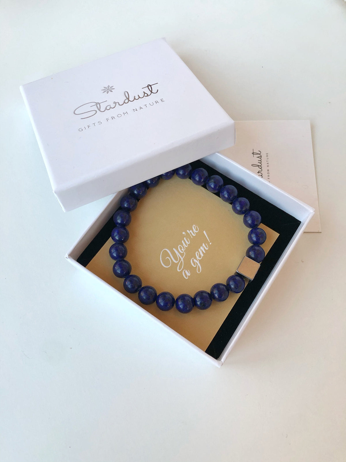 Lapis Lazuli mens bracelet with silver cube