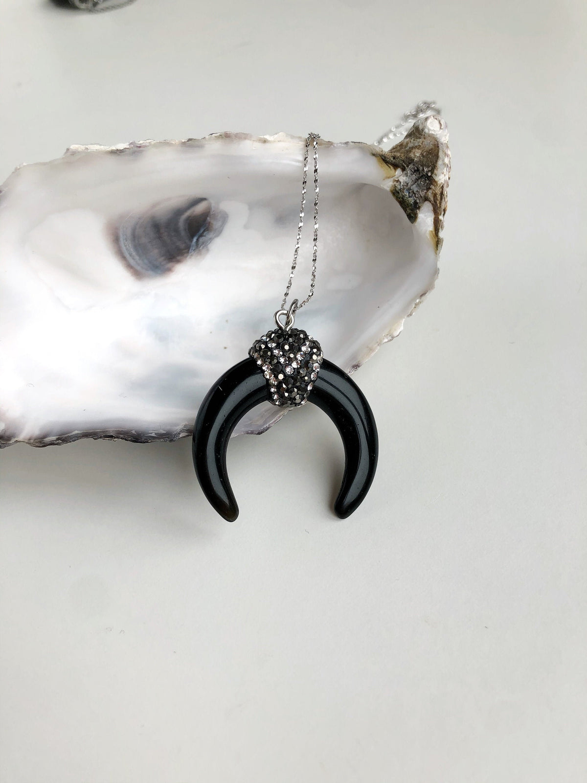 Black Obsidian horn pendant
