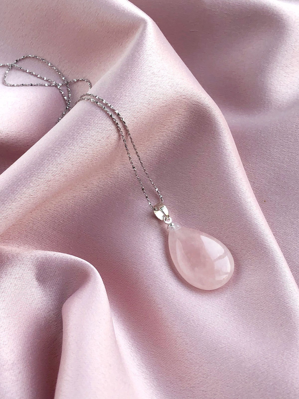 Rose Quartz Drop Pendant 1.5x2.5cm