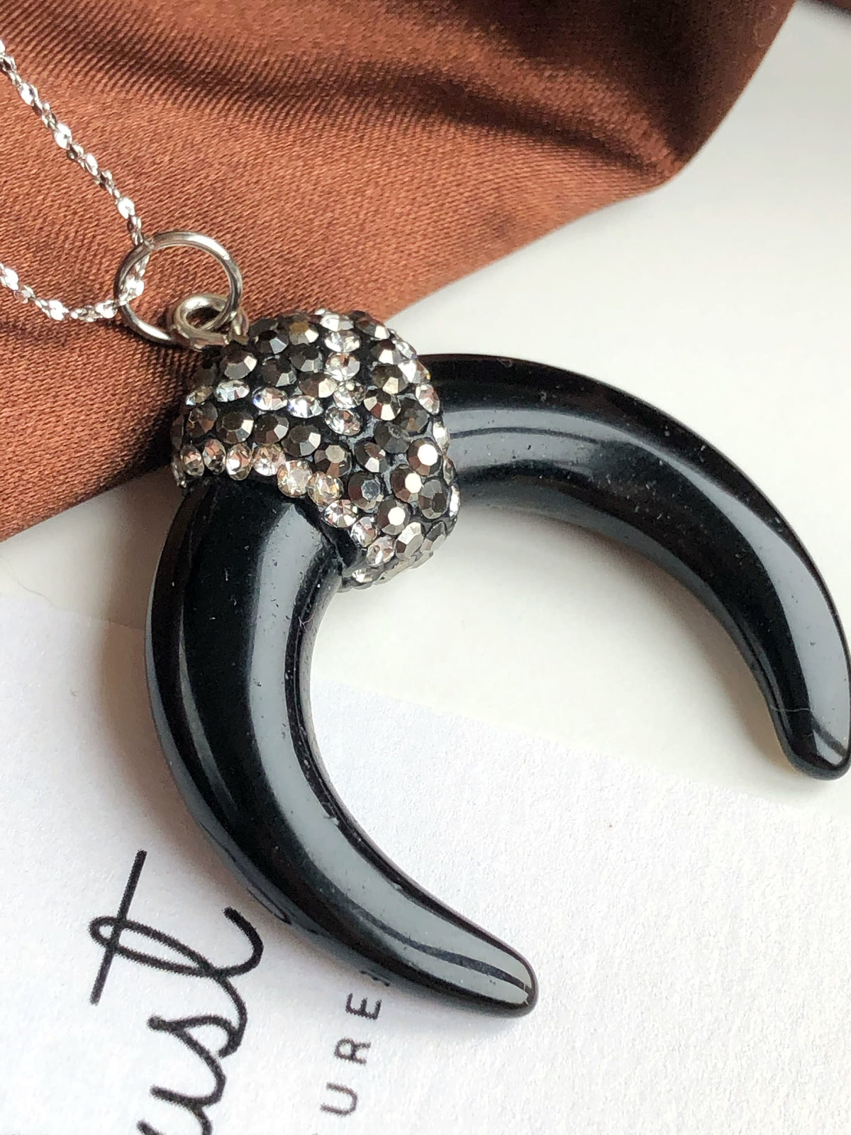 Black Obsidian horn pendant