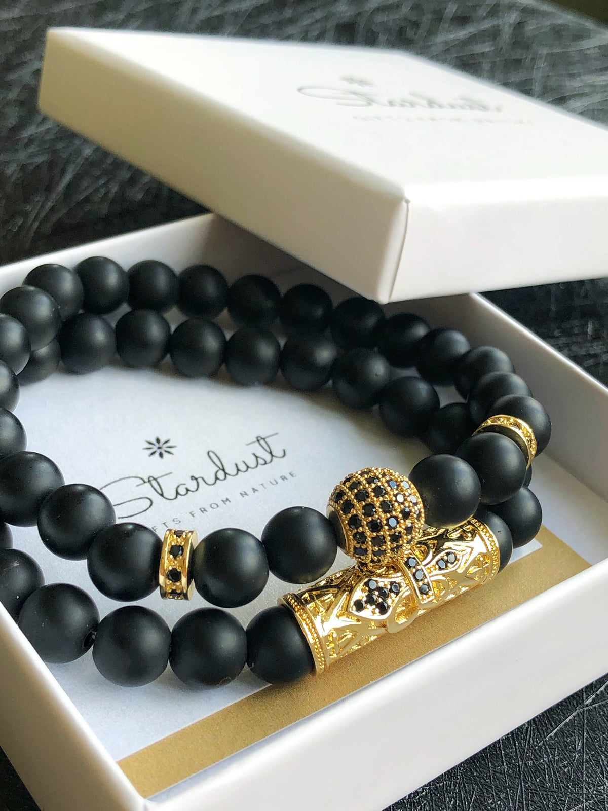 Black Onyx Men Bracelet Set