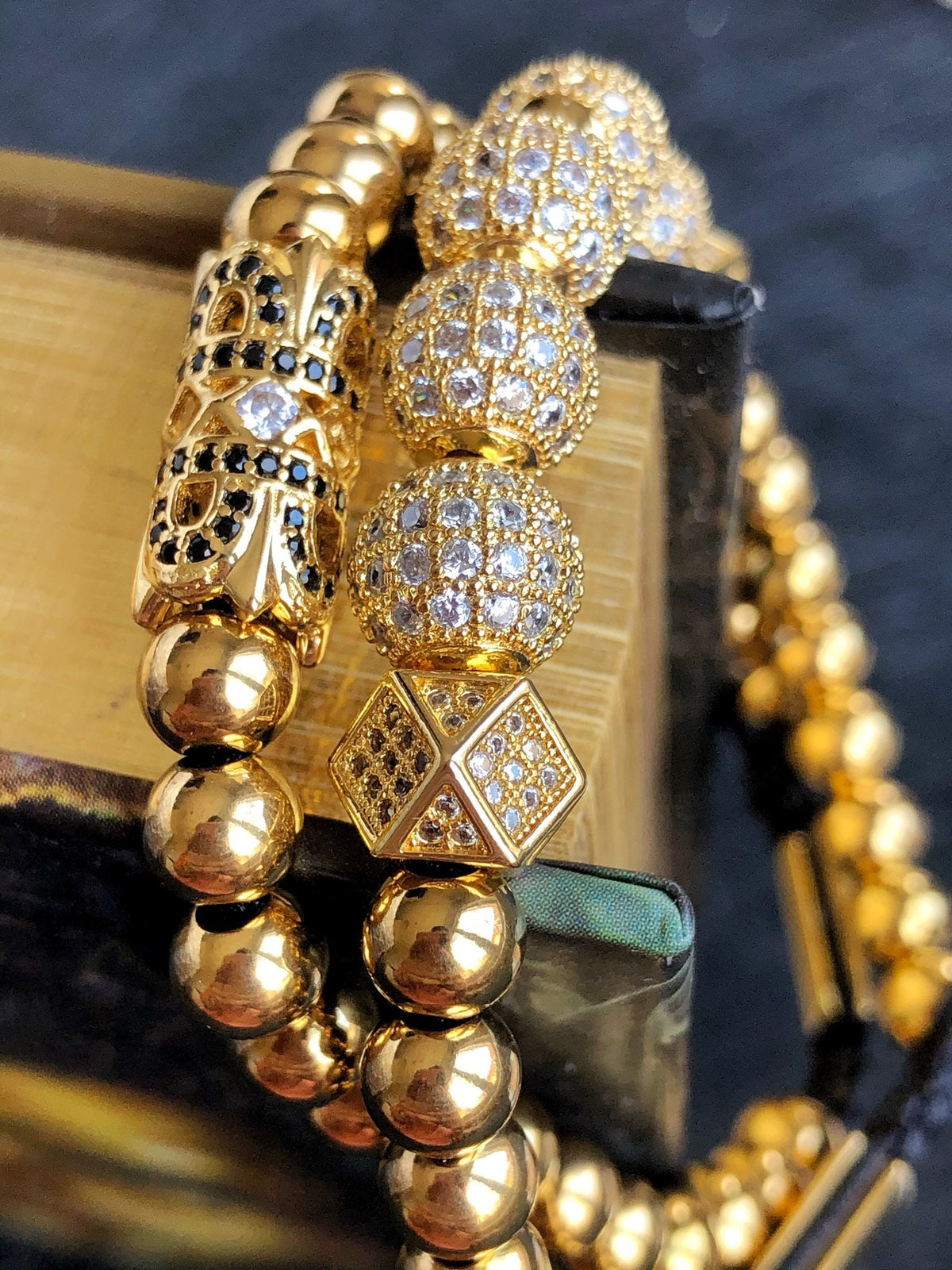 Luxury 18k gold plated bracelet set for men