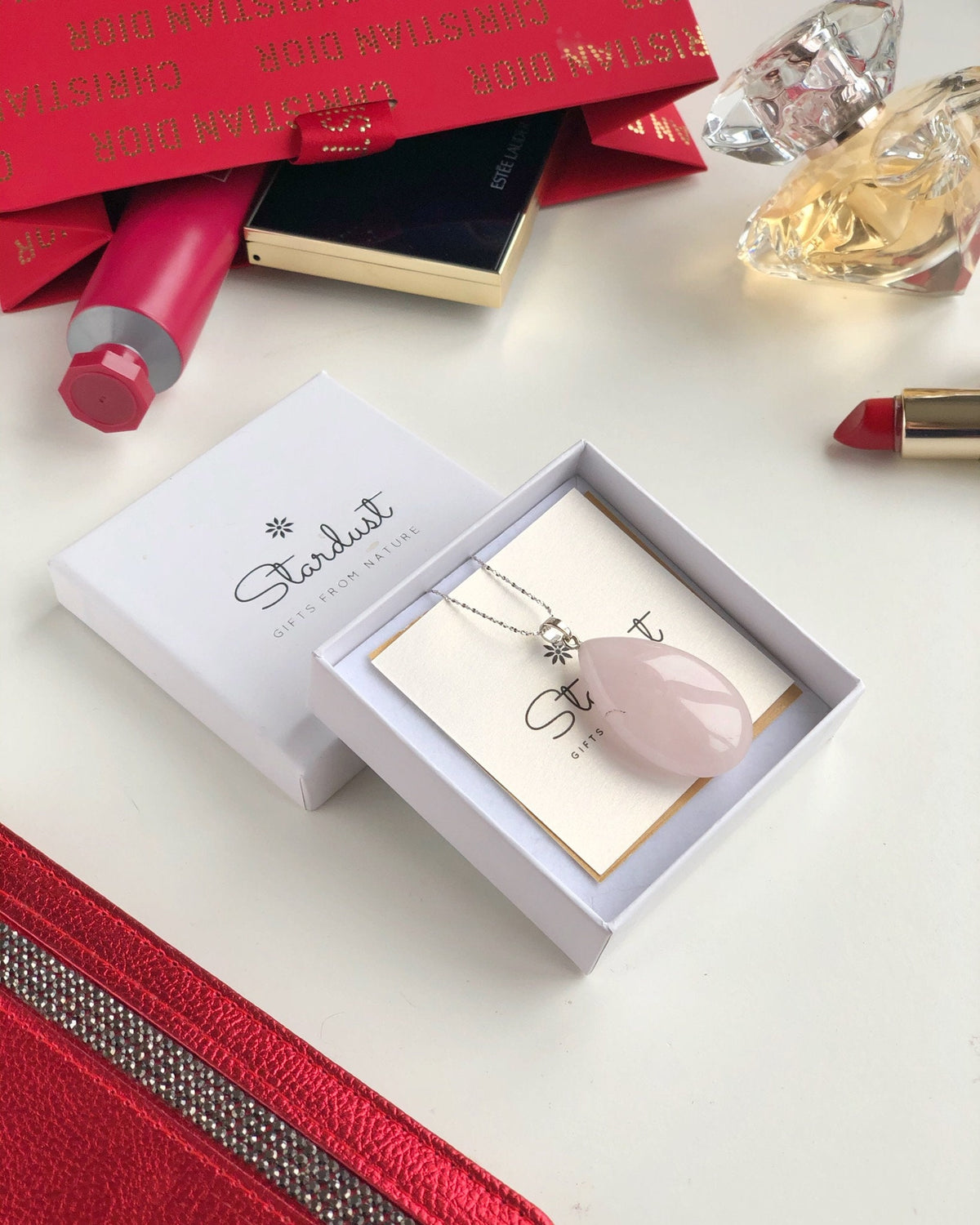 Large Rose Quartz Waterdrop Pendant 4cm