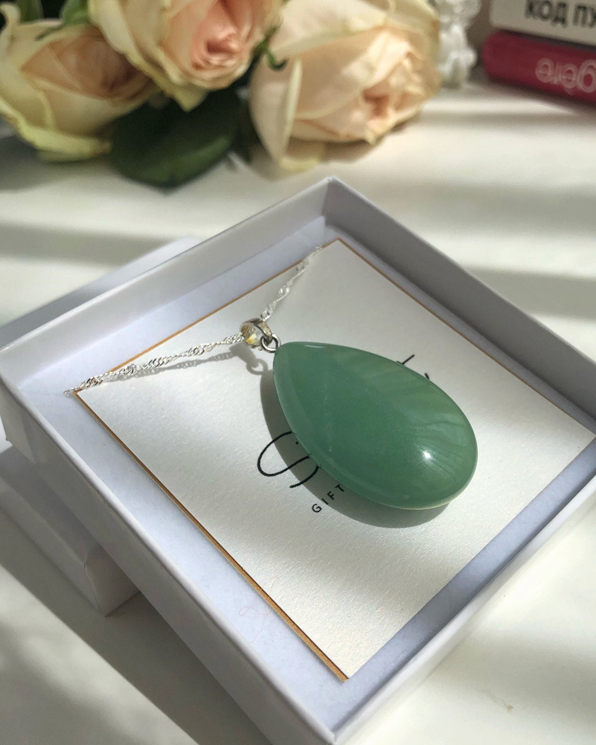 Large Green Jade Drop Pendant