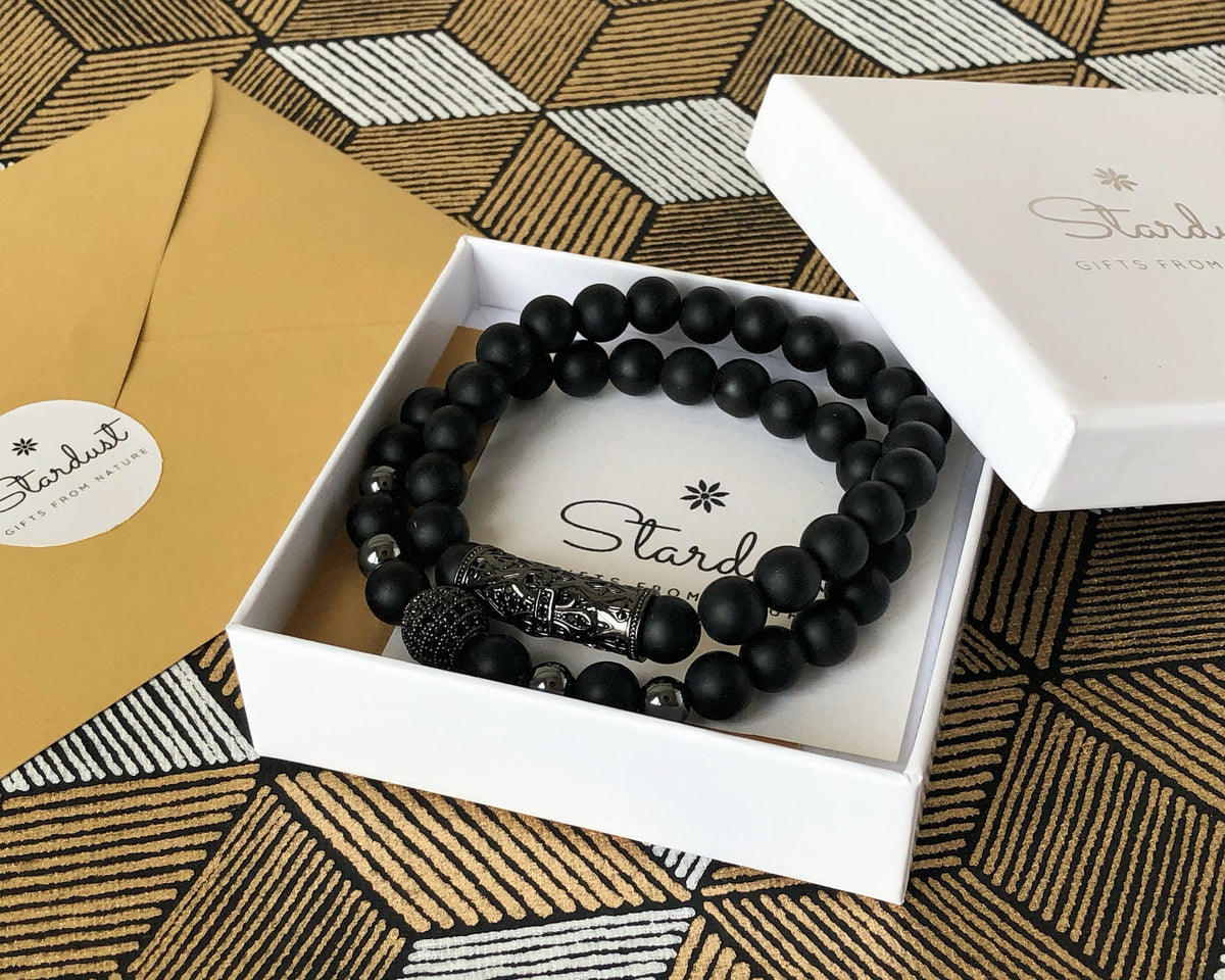 Black Onyx Men Bracelet Set