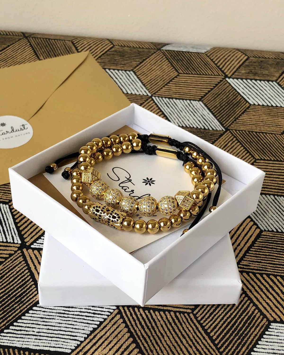 Luxury 18k gold plated bracelet set for men