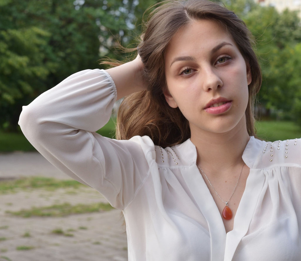 Carnelian Pendant, Luxury gemstone gift for her