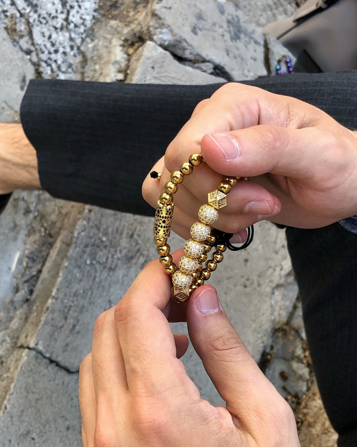 Luxury 18k gold plated bracelet set for men