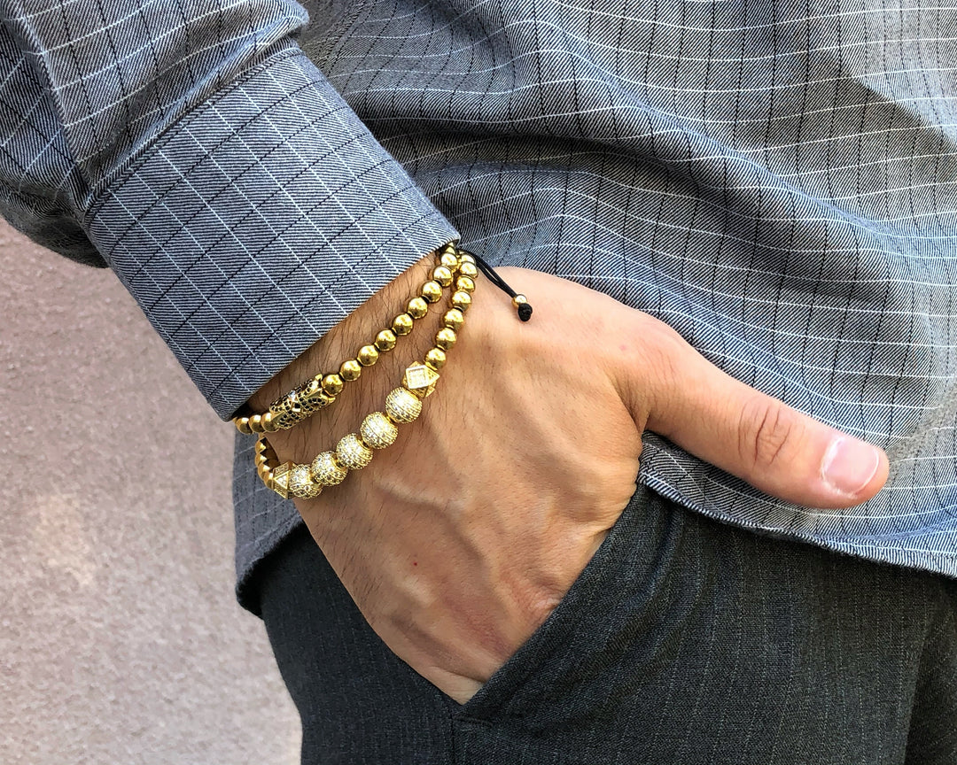 Luxury 18k gold plated bracelet set for men