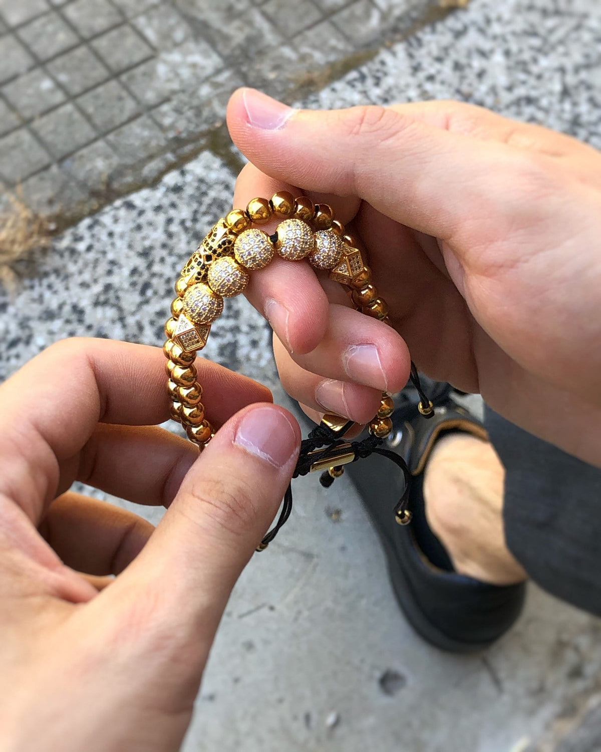 Luxury 18k gold plated bracelet set for men