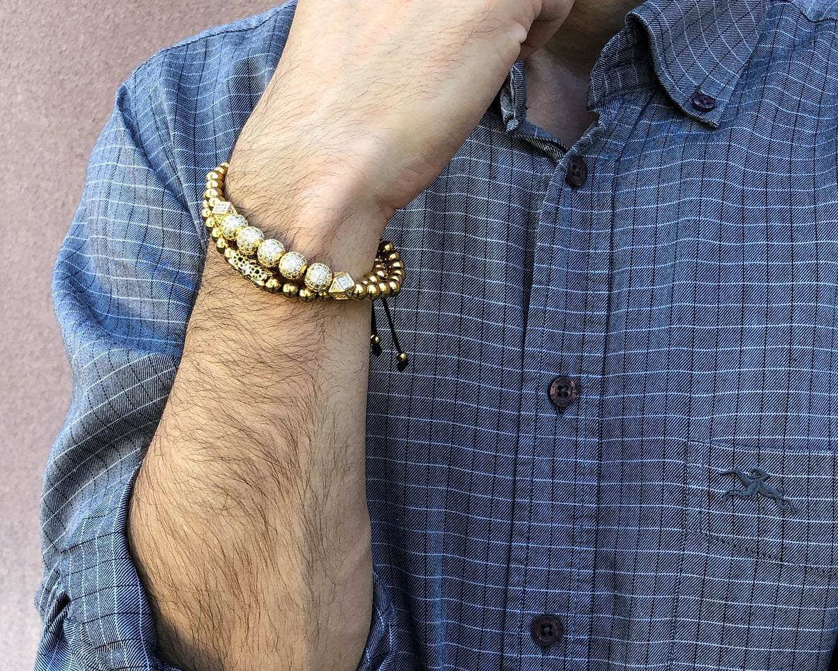 Luxury 18k gold plated bracelet set for men