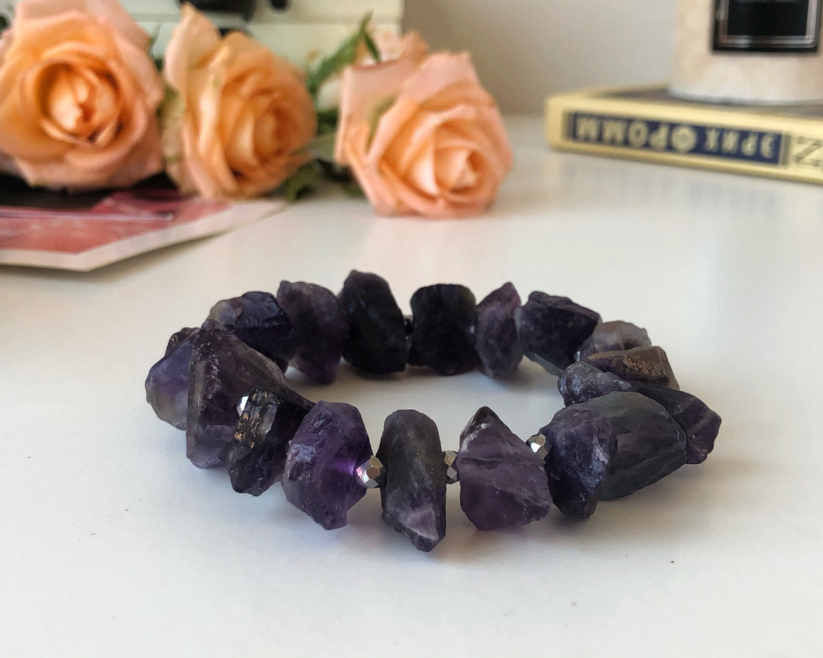 Raw purple Amethyst bracelet