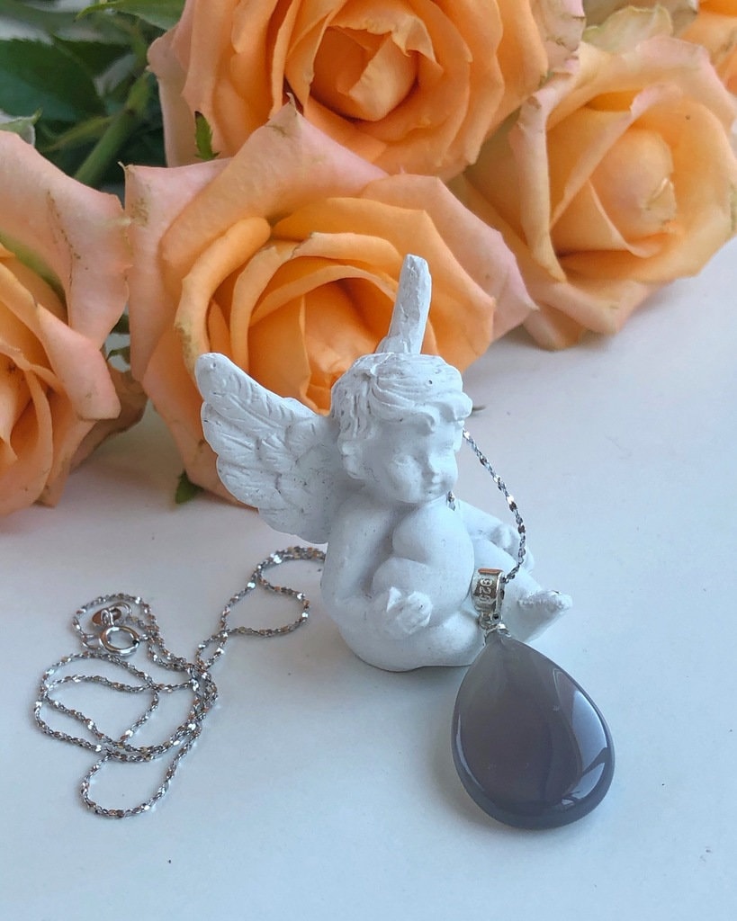 Royal Grey Agate drop pendant