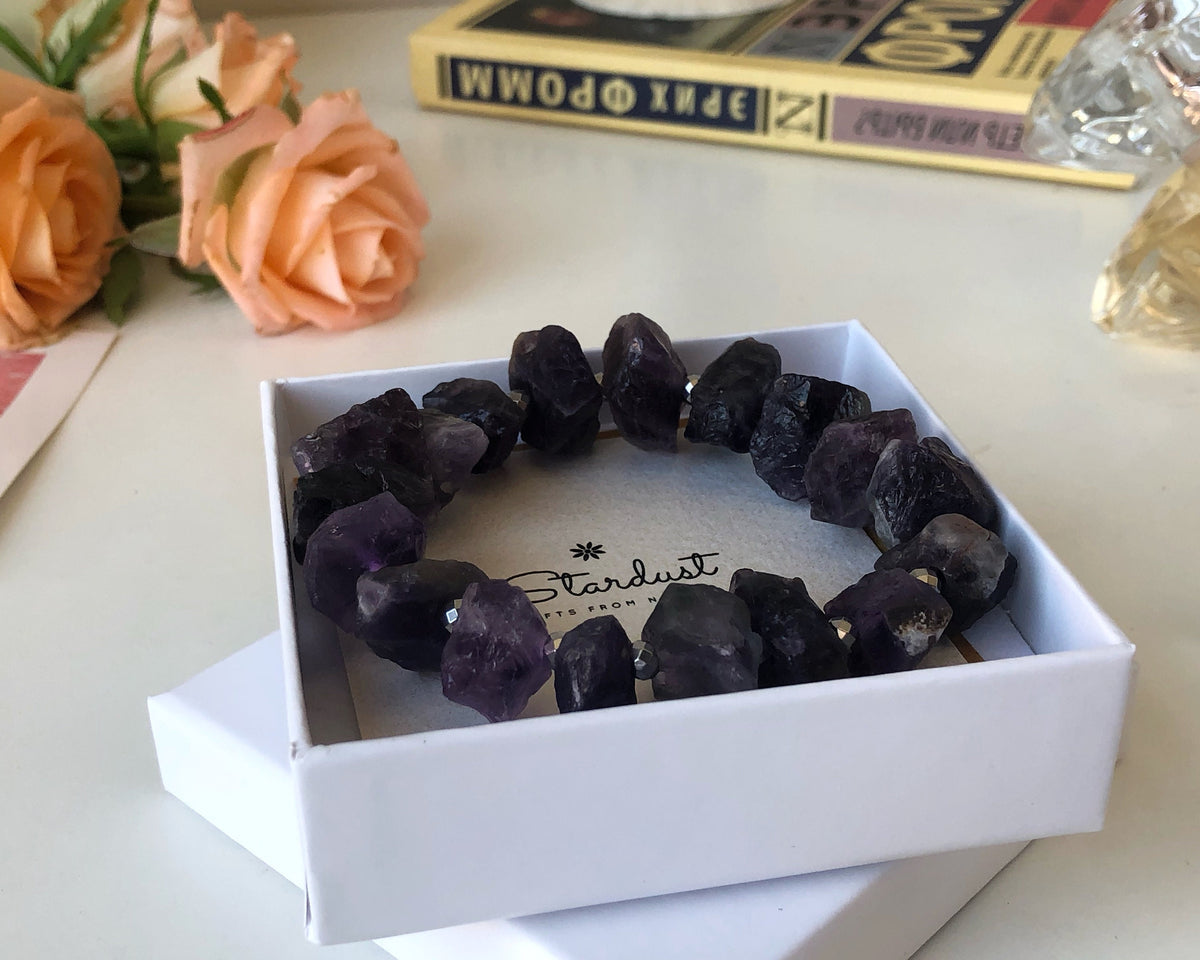 Raw purple Amethyst bracelet