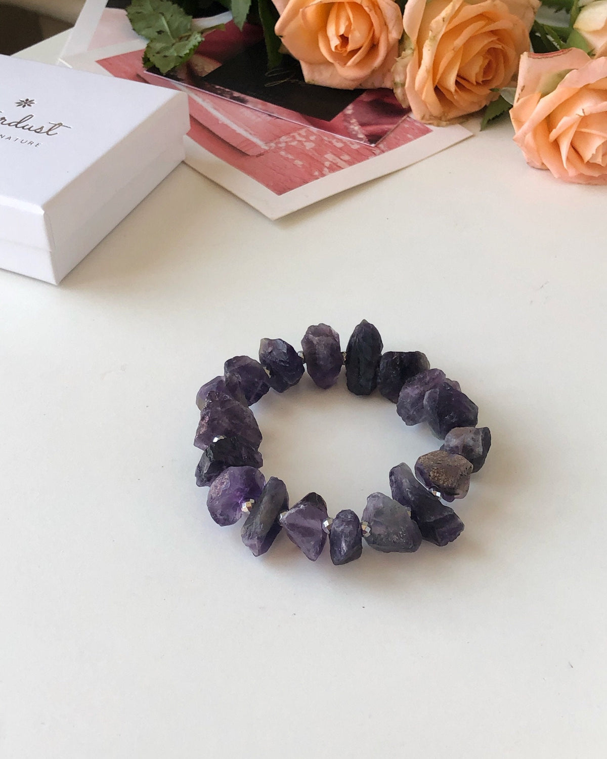 Raw purple Amethyst bracelet