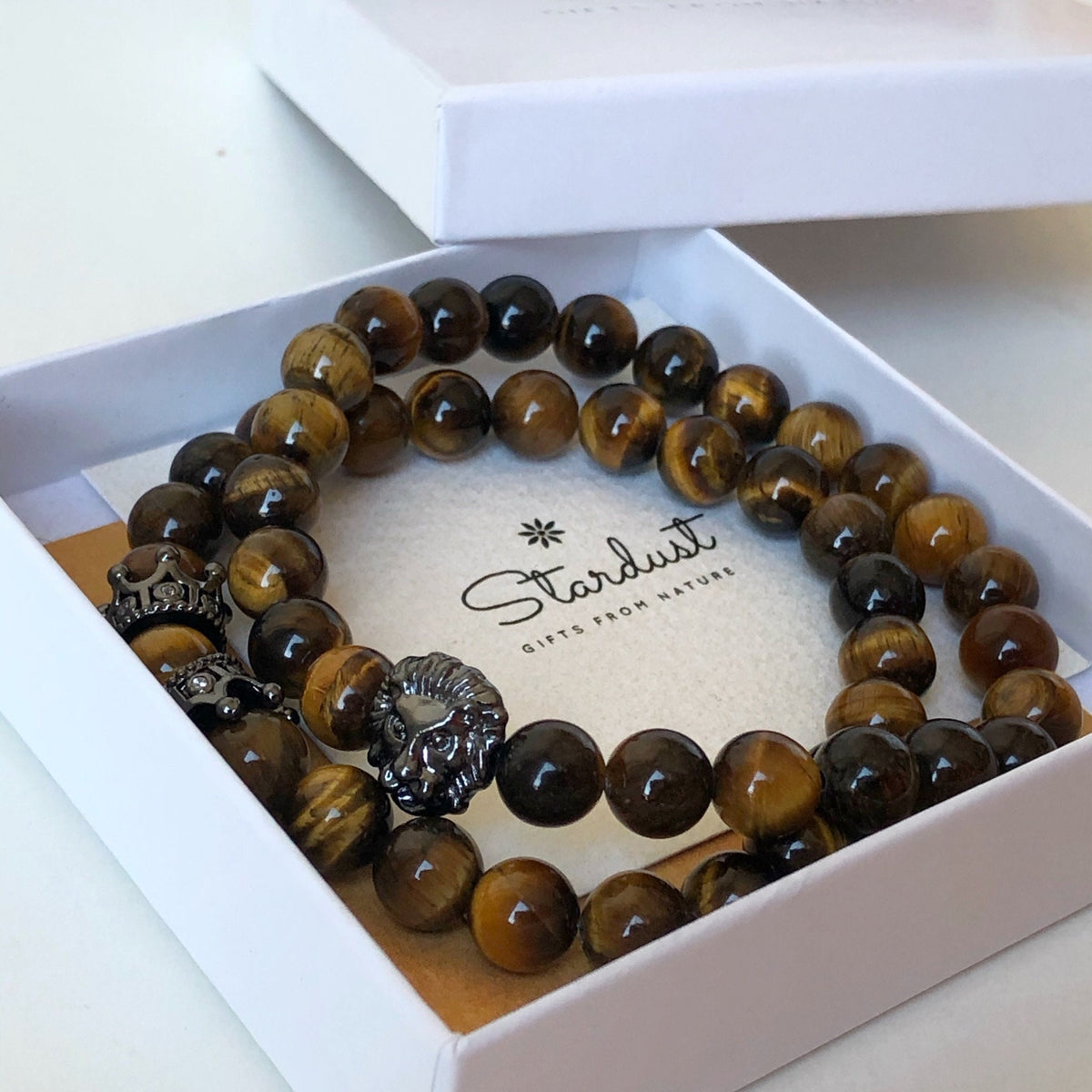 Tiger eye mens bracelet set