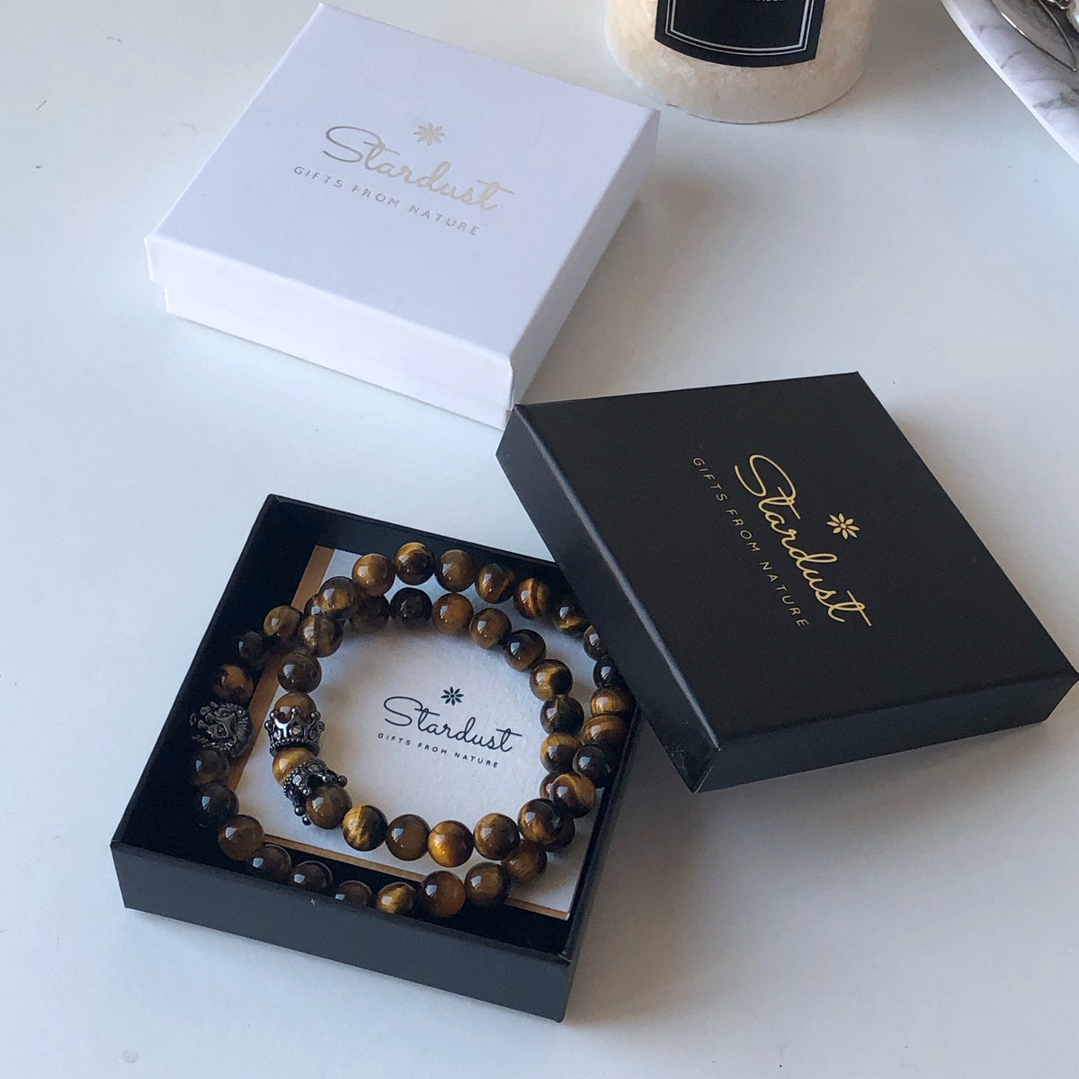 Tiger eye mens bracelet set