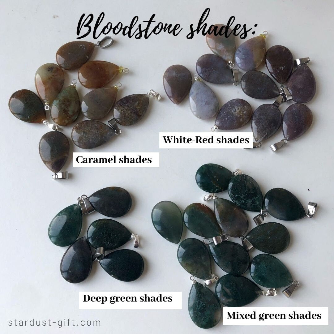 Bloodstone gemstone pendant necklace
