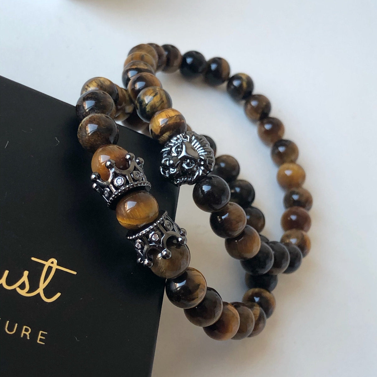 Tiger eye mens bracelet set