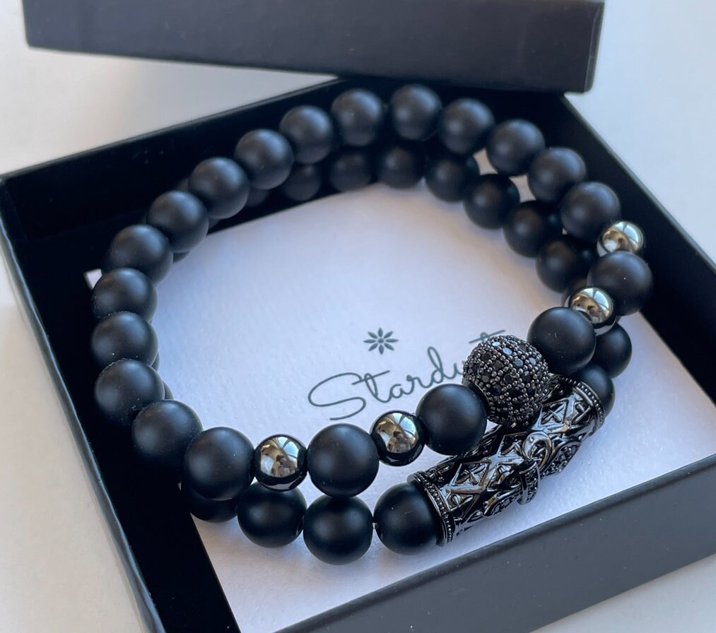 Black Onyx Men Bracelet Set