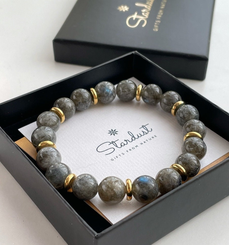 Luxury Labradorite bracelet with gold plated separators