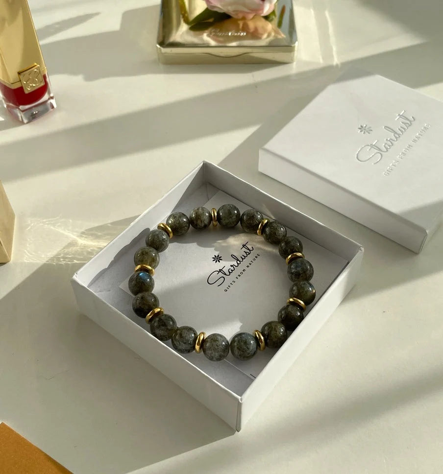Luxury Labradorite bracelet with gold plated separators