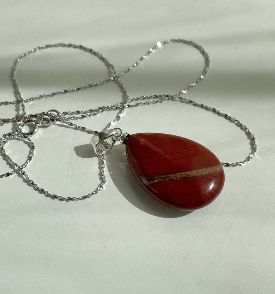 Sensuality stone, Rich Red Jasper Drop Pendant