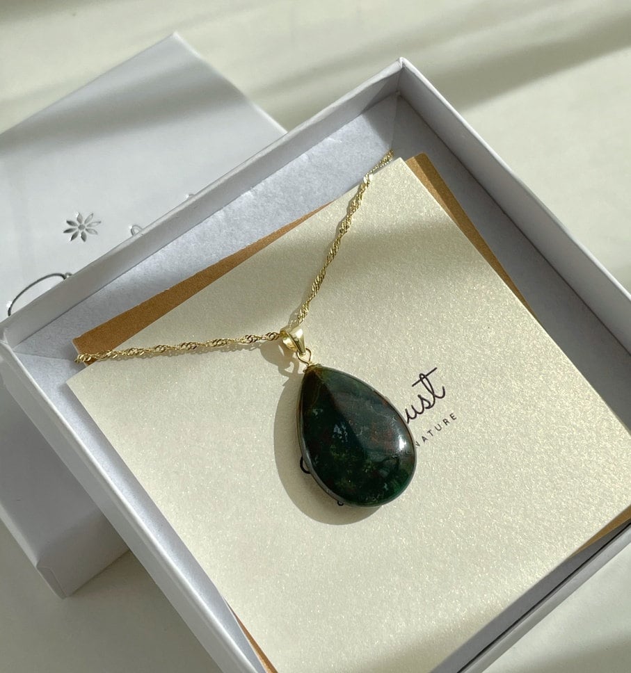 Bloodstone Drop Pendant 1.5x2.5cm