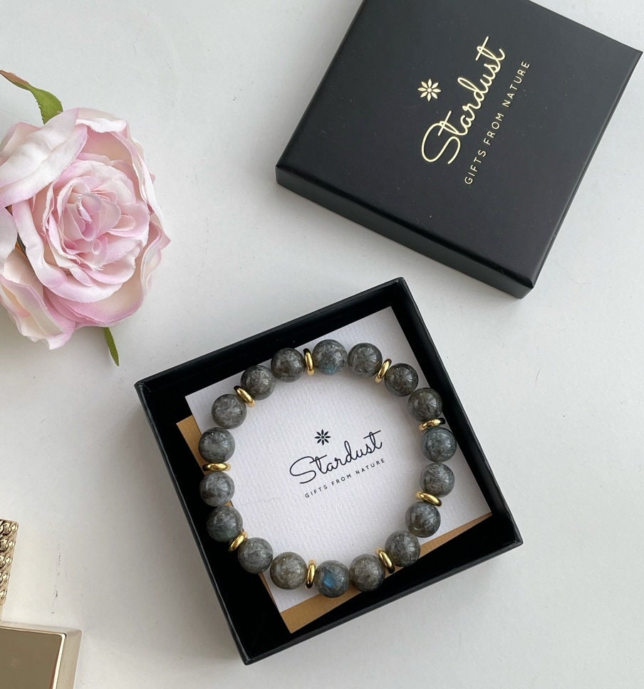 Luxury Labradorite bracelet with gold plated separators