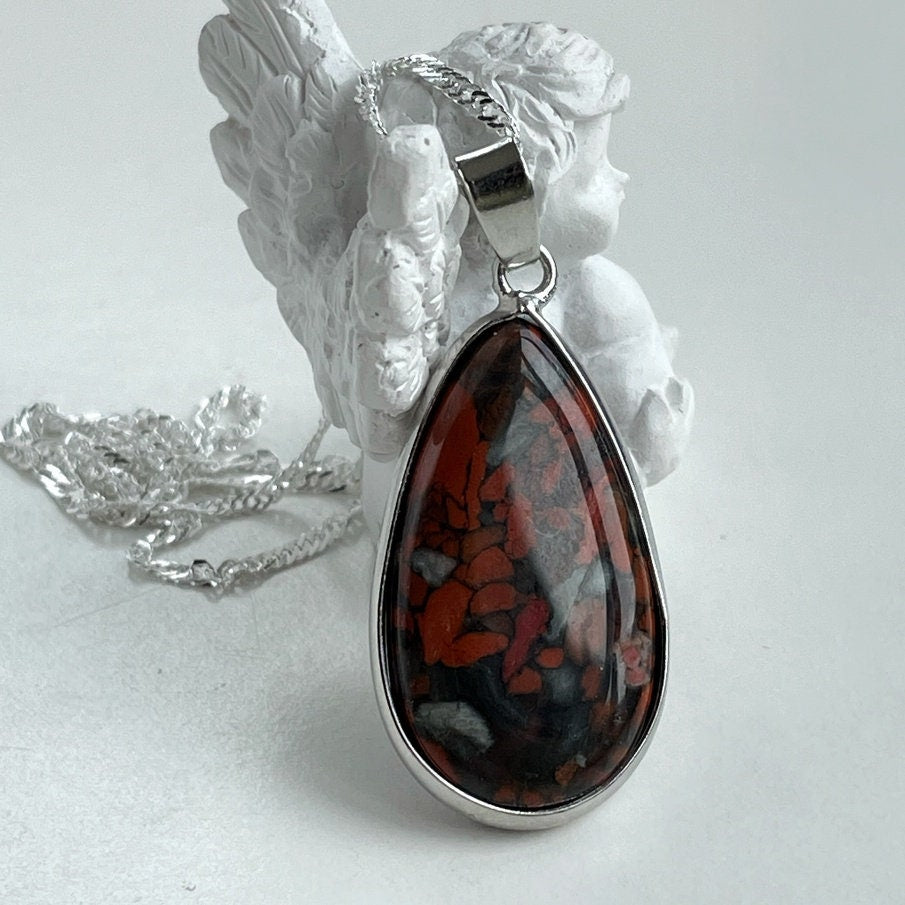 Bloodstone Drop Pendant 1.5x2.5cm