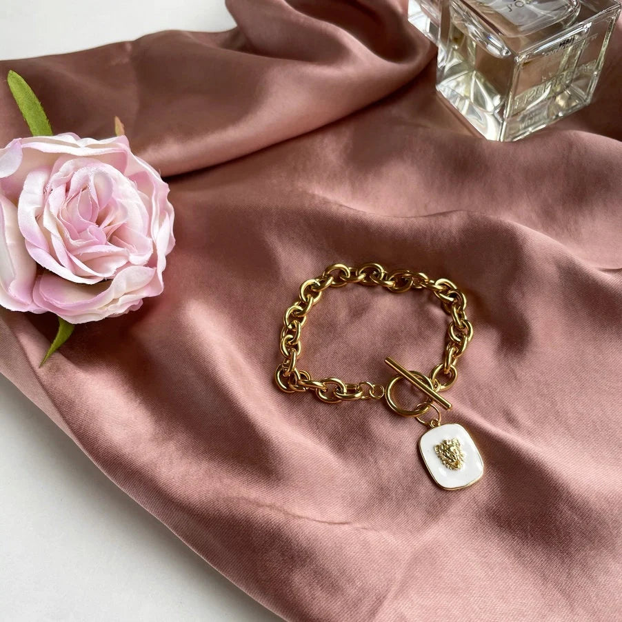 Luxury Gold-Filled Lion Necklace - Stainless Steel Chain Black Enamel Lion Pendant, Layering necklace