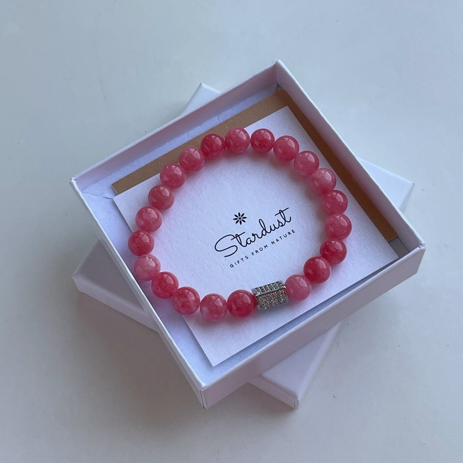 Rose Jade beaded bracelet