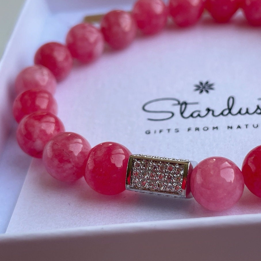 Rose Jade beaded bracelet