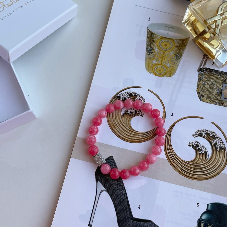 Rose Jade beaded bracelet