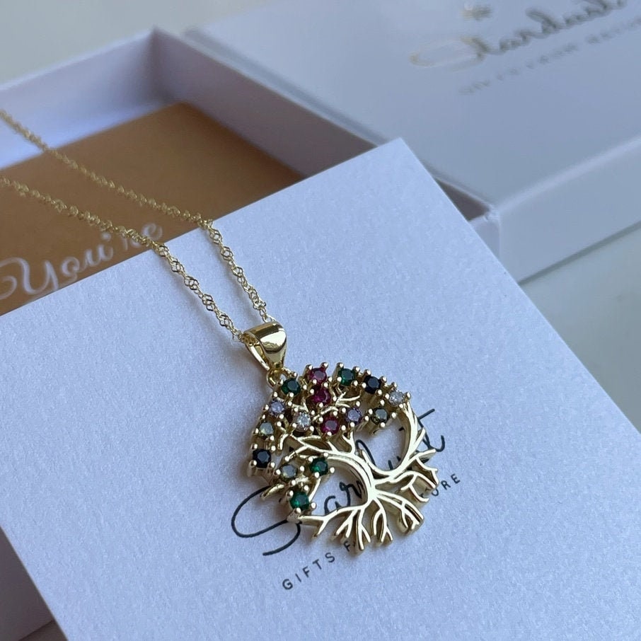 18k Gold plated Tree of life necklace with zircons
