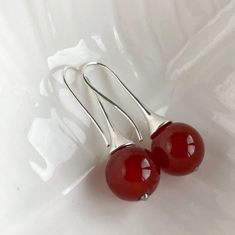 Deep Orange Carnelian Earrings
