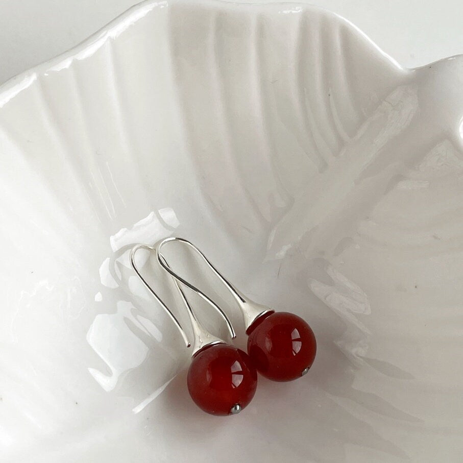 Deep Orange Carnelian Earrings