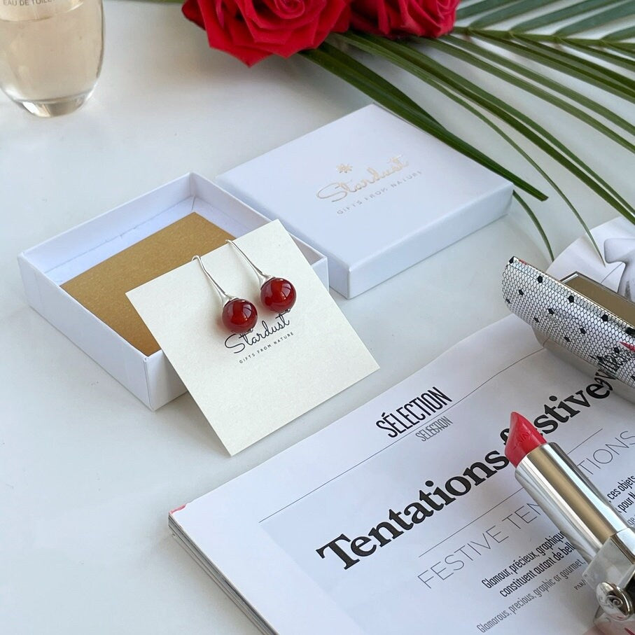 Deep Orange Carnelian Earrings