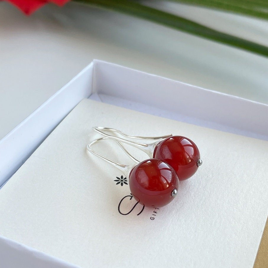 Deep Orange Carnelian Earrings
