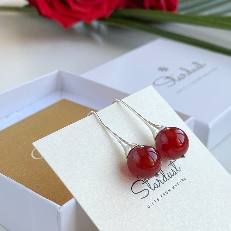 Deep Orange Carnelian Earrings