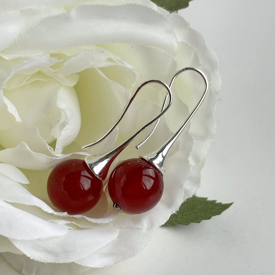 Deep Orange Carnelian Earrings