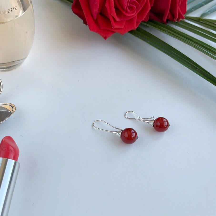 Deep Orange Carnelian Earrings