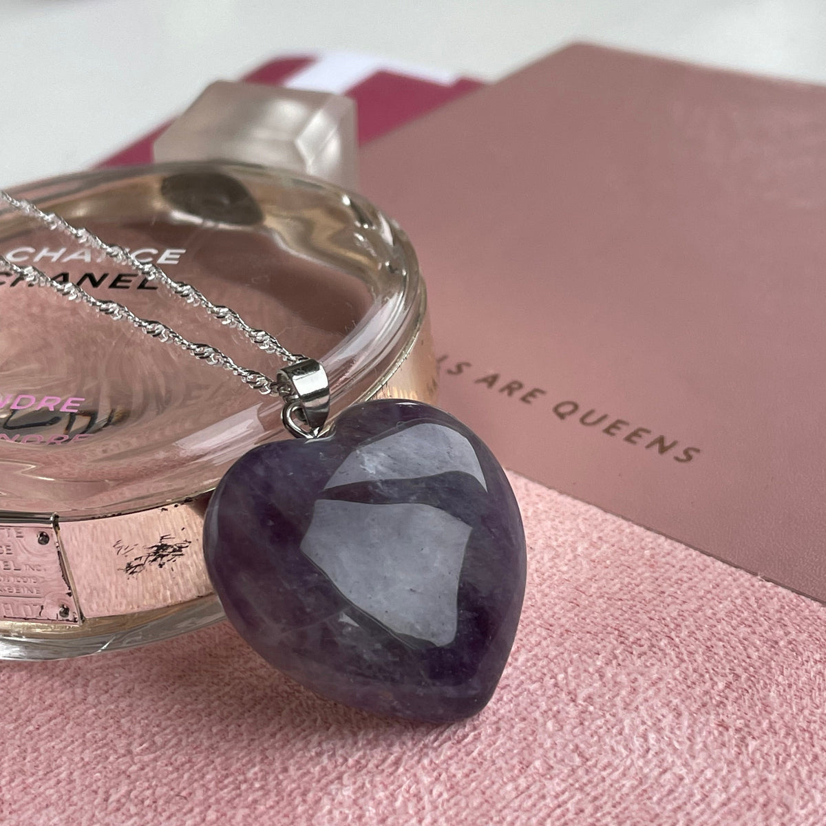 Amethyst heart Pendant 2.5cm